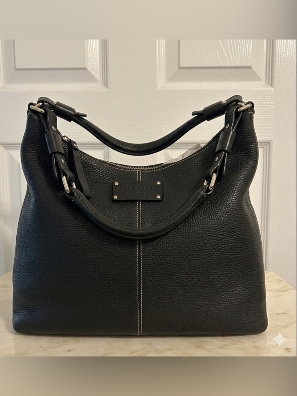 vintage Kate Spade Black Pebbled Cow Leather, very soft, Shoulder Bag.